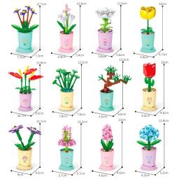 MOC-Blocos de Construção Conjuntos de Flores para Meninas, Brinquedos DIY, Mini Arte, Construção de Flores e Micro Paisagens, Bonecas Modelo e Tijolos, Presentes Quentes - Image 3