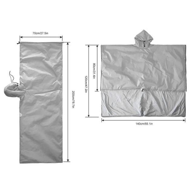 Saco de Dormir Leve e Versátil: Poncho Térmico Ideal para Viagens, Piqueniques, Pesca e Caça ao Ar Livre