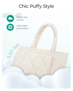 BAGSMART-Algodão Acolchoado Xadrez Underarm Handbag, grande bolsa de ombro acolchoada, compartimentos para viagens, trabalho, ginásio, Puffy Tote - Image 5