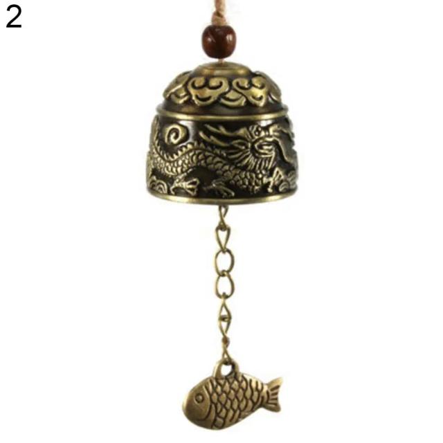 Sino de Vento Vintage em Cobre com Design de Peixe: Símbolo de Boa Sorte e Fortuna para Decorar Seu Jardim