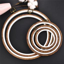 Rodada De Madeira Cor Bordado Hoop Frame Set, Ferramenta De Costura, Anéis De Argola De Plástico para DIY, Ponto Agulha Artesanato - Image 2