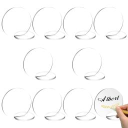 Cartão de Nome em Branco Acrílico Claro, DIY Sinal Numérico Mesa Redonda, Cartão do Lugar do Banquete, Convidado do Casamento, 10Pcs - Image 4