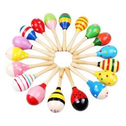 Instrumentos musicais de madeira para crianças, chocalho do bebê maracas, brinquedos de festa, anel, colorido, presentes, 1 pc - Image 4