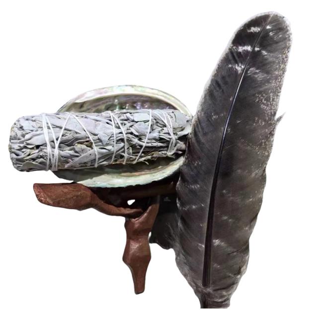 Kit Sábio Cascão com Concha Abalone, Tripé, e Incenso Natural para Cura em Yoga e Meditação