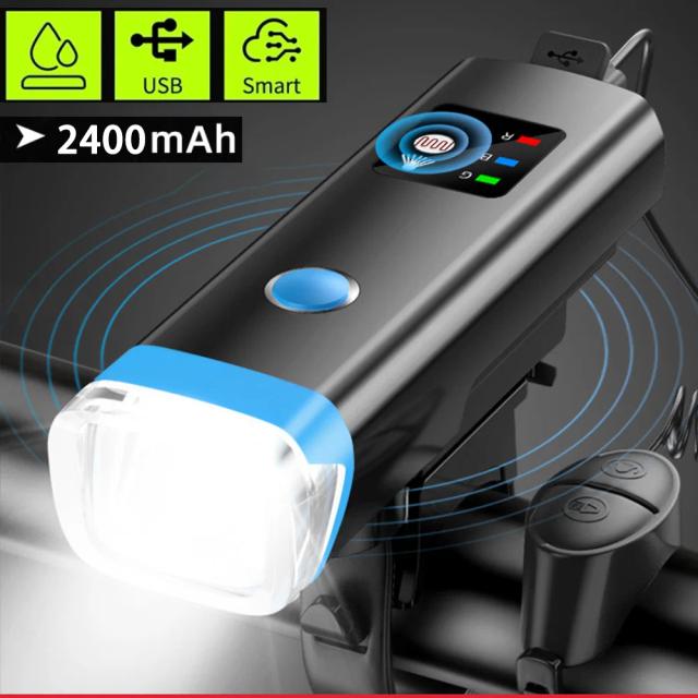 Conjunto de Luzes LED para Bicicleta com Desligamento Automático, Super Brilhante, Recarregável via USB, Montagem para Bike, Farol À Prova d'Água e Lanterna Chifre