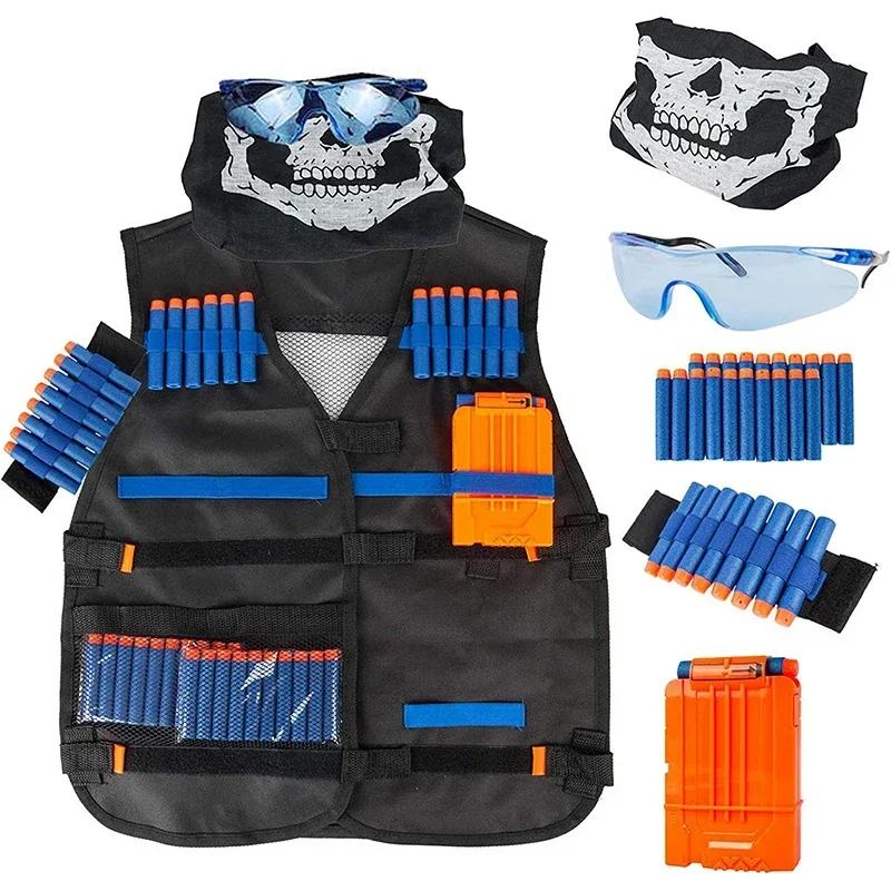 Kit de colete tático infantil para armas de brinquedo nerfs, série com recarga de dardos, clipes de recarga, máscara tática, faixa de pulso e óculos de proteção - Image 1