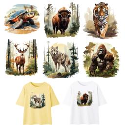 Landscape Animals Patches para Decoração de Roupas, Lobo, Tigre, Cabra, Acessório DIY, Impressão em T-Shirt, Ferro Em Patch - Image 1