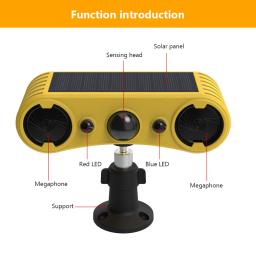 Solar Outdoor Infrared Induction Alarme, Alta Freqüência Detector Ultrasonic, Animal Repeller, Dog Latir, Fazendas, Jardim, 4 Modos - Image 6