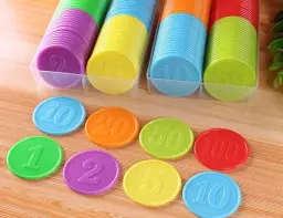 Plastic Coin Card Set, Aprendendo Moeda, Multi Valor, Student Point, Gaming Tokens, Exchange Learning Rewards, Card Game, 80Pcs - Image 2