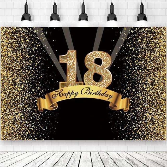 Decoração Personalizada para Festa de Aniversário com Banner Ouro Flash – Ideal para Baby Shower e Celebrações de Todas as Idades (16, 18, 50 Anos)