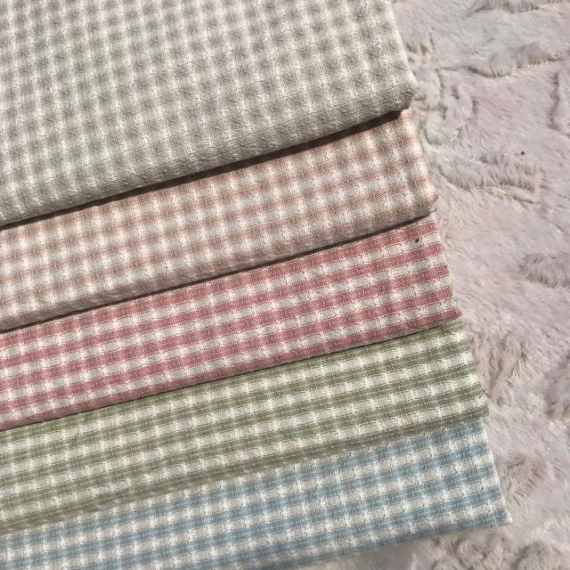 Tecido de algodão xadrez fresco tingido com fios japoneses para bonecas DIY, jacquard, retalhos e artesanato em costura
