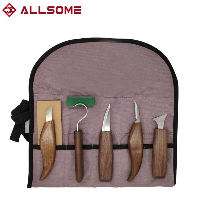 Kit Completo de Ferramentas para Escultura em Madeira para Iniciantes com Faca, Agulha, Colher e Acessórios - 8 Peças