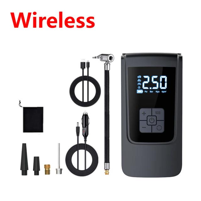 Compressor de Ar Multifuncional 150PSI para Pneus de Carros Elétricos, Bicicletas e Motocicletas com LED e Bateria 7.4V e 12V