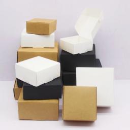 Embalagem de presente artesanal com vários tamanhos, papel kraft branco, caixa preta, embalagem de natal, caixa de embalagem com 10 peças - Image 5