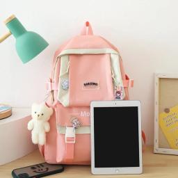 Mulheres Harajuku Canvas Saco de Escola Set, Laptop Bags para Meninas Adolescentes, Mochila Kawaii, Saco de Livro Estudante Universitário, 4 Pcs - Image 4