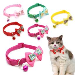 Gravata ajustável com estampa xadrez para cachorros, coleira de nylon, suprimentos para animais, ornamento, decoração para gatos e gatinhos, acessórios com sino - Image 3