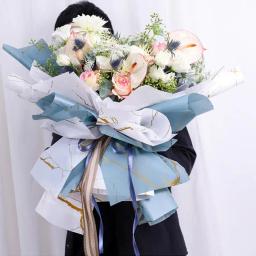 Papel De Embrulho Flor, Borda Dourada, Estilo Coreano, Meia Transparente, Embalagem Do Presente, Florista Buquê, Material De Embrulho, 5Pcs por Pacote - Image 3