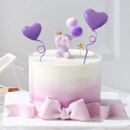 4 pçs/set mix tamanho balões coração bolo toppers dia dos namorados festa suprimentos bolo de casamento sobremesa decorações coração ornamentos - Image 2