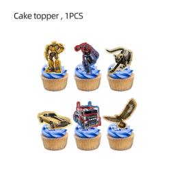 Conjunto de utensílios descartáveis para festa de aniversário infantil, transformadores, Optimus Prime, tema Bumblebee, prato de papel, tecido, copo - Image 5