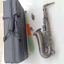 Novo saxofone alto e-flat preto fosco sax alto bocal ligadura reed pescoço instrumento musical com caso - Image 5