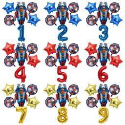 6 pçs dc super-herói tema festa balões de ar conjunto superman 32 polegada número folha balão meninos decorações aniversário crianças festa suprimentos - Image 1