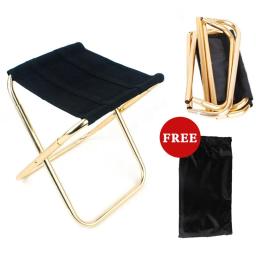 Acampamento ao ar livre Cadeira dobrável liga alumínio dourada com saco Stool Seat Pesca Camping - Image 1