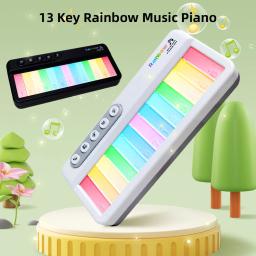 Teclado De Música Com Caixa De Música Leve, Piano Portátil, Pequeno Instrumento, Colorido, 13 Teclas - Image 1