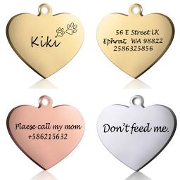 Tag personalizado do coração do cão ID, colar de gato pingente, gravado colar pet, corrente charme suprimentos, produtos de nome, personalizado - Image 4