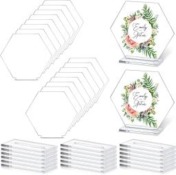 18 etiquetas de mesa hexagonais de casamento em branco transparente acrílico faça você mesmo etiquetas de assento para festa de aniversário de convidados de casamento - Image 1