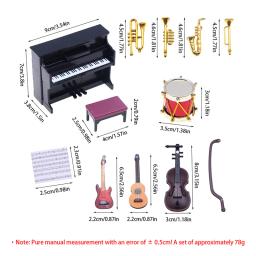 Miniatura clássica instrumento musical conjunto, piano guitarra saxofone, modelo boneca, casa vida cena decoração, 1:12 Dollhouse - Image 6