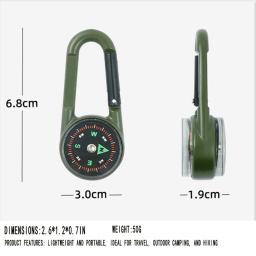 1 pc ao ar livre multifuncional caminhadas metal mosquetão bússola termômetro chaveiro mosquetão de metal chaveiro - Image 2