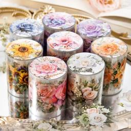 Fitas de Mascaramento Washi Japonesas, Flores, Cenário, Rosa, Diário, Planejador, Adesivo DIY, Fita PET, Diário, Scrapbooking, 2m por Rolo - Image 1