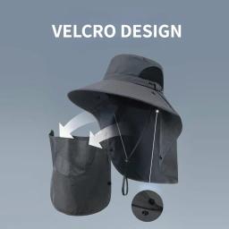 Chapéus de sol de verão proteção uv ao ar livre caça boné de pesca para homens mulheres caminhadas acampamento viseira balde chapéu pescoço aba chapéu de pescador - Image 4