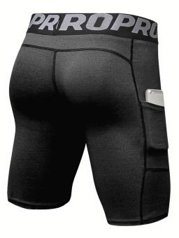 Shorts de compressão masculino, roupa íntima anti-atrito, camada base, secagem rápida, shorts de corrida com bolsos para treino e atividades de ginástica - Image 6