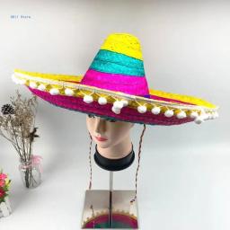 Chapéu de palha mexicano para festas, chapéu mexicano, boné decorativo, cocar protetor, performance do festival, Fedoras - Image 2