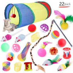 Conjunto de combinação de brinquedos de gato Vara engraçada Mouse de sisal Bola de sino Suprimentos de túnel Brinquedos de gatinho Acessórios de variedade - Image 2