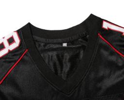 Homens de futebol americano Jersey, bordado malha ventilação, esportes ao ar livre, quintal mais longo, máquina média 18, Paul Crewe, preto, nova costura - Image 4