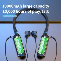 10000mah 10000 horas de reprodução sem fio bluetooth fones de ouvido magnético esportes correndo fone neckband esporte redução ruído - Image 2