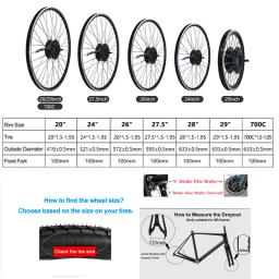 Bicicleta elétrica kit de conversão, dianteiro e traseiro cubo da roda, controlador sem escova com display, 36V, 350 W, 500W, 26in, 700C, 27.5in, 29in - Image 3