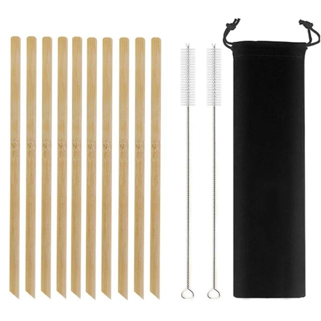 Conjunto de Canudos de Bambu Reutilizáveis com Escova - Ecológicos e Naturais para Festas e Acessórios de Bar