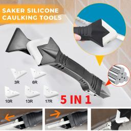 5 em 1 raspador de silicone selante suave conjunto de ferramentas removedor de calafetagem finisher kit argamassa lisa remoção do molde do assoalho conjunto de ferramentas manuais - Image 1