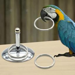 Pássaro Papagaios Brinquedos De Treinamento interativo, Desenvolvimento De Inteligência, Empilhamento Anel De Metal, Conjuntos De Treinamento, Aves Suprimentos, Pet Acessórios - Image 4