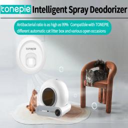 Tonepie caixa de areia para gatos, acessórios, spray inteligente, desodorizador, eliminador de odor, limpeza de ar, acessórios de banheiro para gatos - Image 1