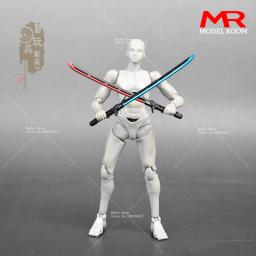 Mini Arma Samurai Sword, Acessórios de Modelo Twin Sabres, Fit 6 ''Soldier, Figuras Body Action, Vermelho e Azul, Escala 1:12, 8.7cm - Image 2