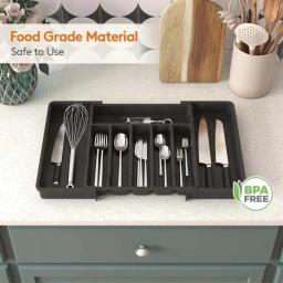 Black Ware Organizador para Festa, Utensílio Ajustável Bandeja para Gavetas, Suporte de Talheres Expansível, Gaveta de Cozinha - Image 2
