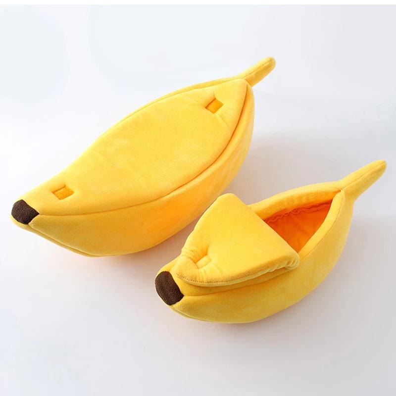 Cama de banana portátil para gato e cachorro, casa bonito e acolhedor, esteira quente e durável, cesta de animais, suprimentos, multicolor - Image 1