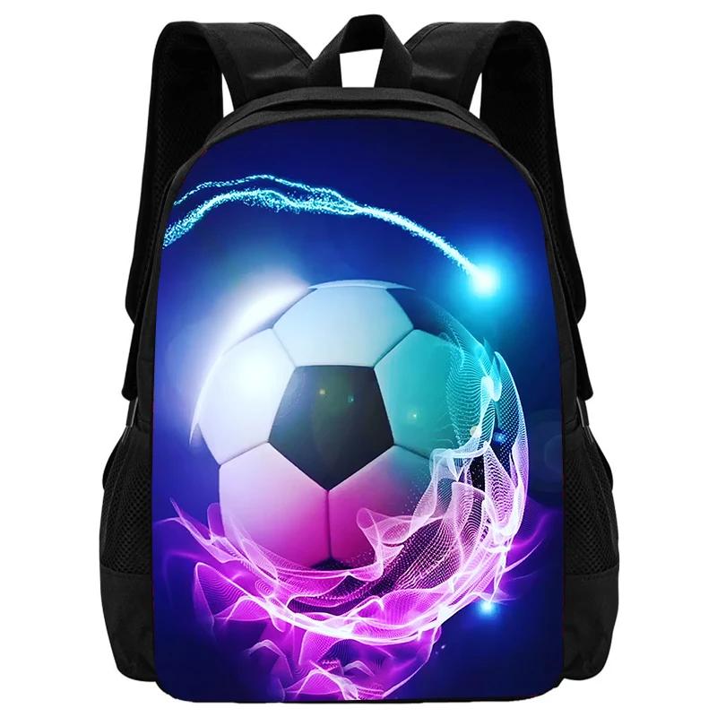 Bolsa escolar de nylon com impressão 3D infantil, mochila de futebol, patten de futebol, grande capacidade, durável e softback, logotipo para meninos - Image 1