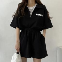 Fato de treino feminino com 2 peças, roupas de verão, roupas esportivas, camisetas, conjuntos de shorts, roupas estilo coreano, 2024 - Image 5