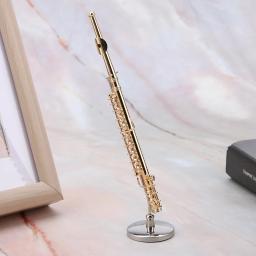 Réplica Miniatura De Flauta Com Suporte E Estojo, Mini Instrumento Banhado A Ouro, Ornamentos Musicais, Presente - Image 4