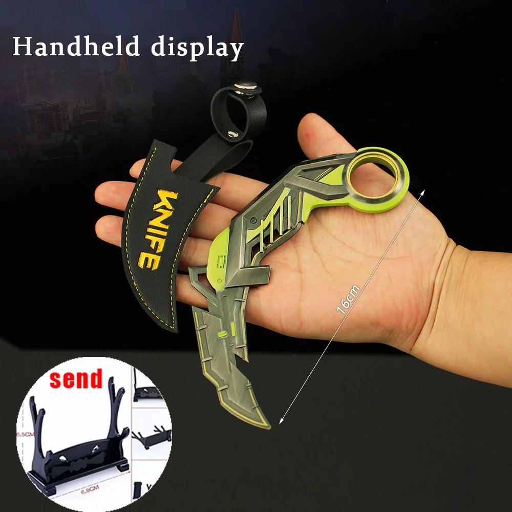 Canivete de garra Valorant Rgx de 6,3 polegadas, modelo de artesanato de metal com suporte de exibição, jogo de repeti, arma corporal Karambit, brinquedos de faca de trem ao ar livre - Image 1